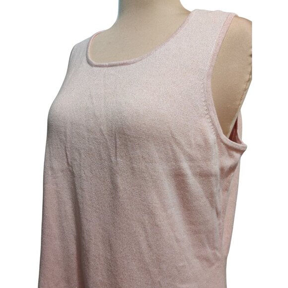 Belle by Kim Gravel Pink Metallic Knit Tank Top L Sleeveless Shimmer Stretch QVC - Picture 9 of 12